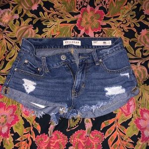 Denim, distressed short shorts. Size 1